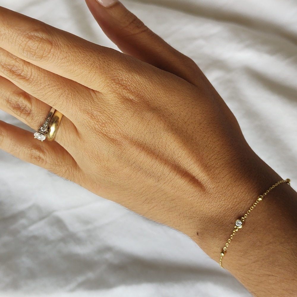 Beaded moissanite vermeil bracelet - Picture 7 of 10